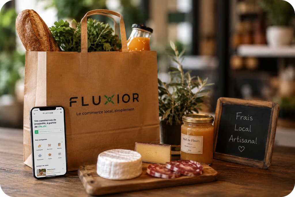 Panier de produits frais, locaux et artisanaux préparé avec Fluxior